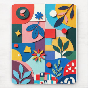 Lebendige botanische Geometrie in geschichtetem Pa Mousepad