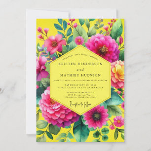 Lebendige botanische Zitronen-Hochzeit Einladung