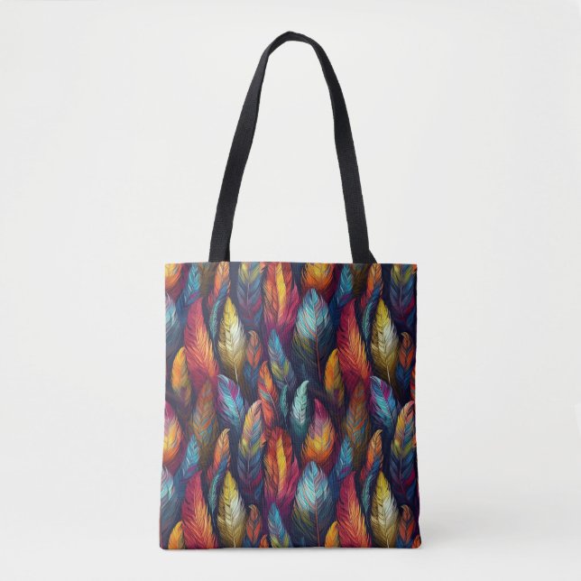 Lebendige Bunte Federn Tasche (Vorderseite)