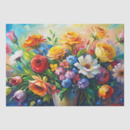 Lebendige Bunte Frühlingsblumen Decoupage Seidenpapier