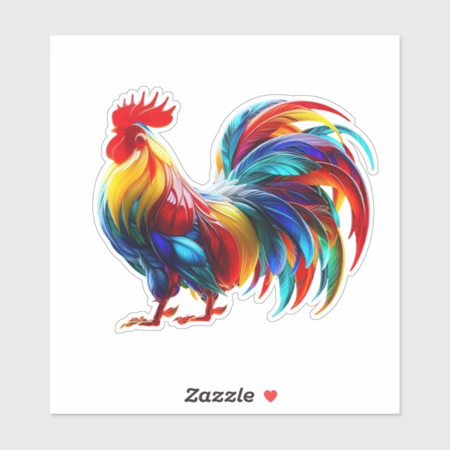 Lebendige Bunte Hahn Kunst Aufkleber (Blatt)