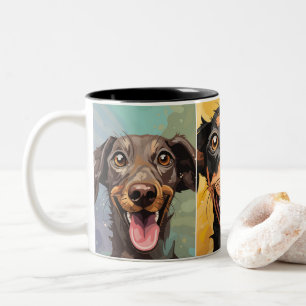 Lebendige Bunte Hundekunst•KunststilFür Hunde Lieb Zweifarbige Tasse