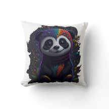 Lebendige Bunte Panda-Kissen - Psychedelische Dopp