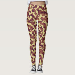 Lebendige Camouflage Doodle Retro Schwarz und Rot Leggings