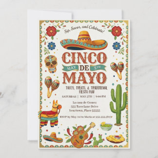 Lebendige Cinco De Mayo-Feierparty-Einladung Einladung
