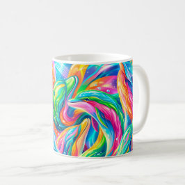 Lebendige Delfin-Traumlandschaft – Psychedelischer Kaffeetasse