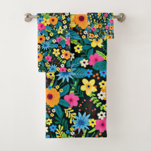 Lebendige Ditsy-Blumen Blumenmuster Design-43785 Badhandtuch Set