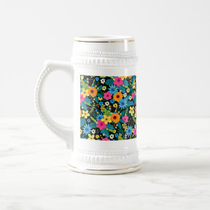 Lebendige Ditsy-Blumen Blumenmuster Design-43785 Bierglas