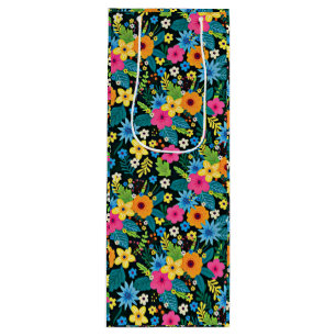 Lebendige Ditsy-Blumen Blumenmuster Design-43785 Geschenktüte Für Weinflaschen