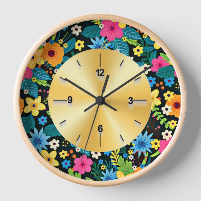 Lebendige Ditsy-Blumen Blumenmuster Design-43785 Uhr (Vorderseite)
