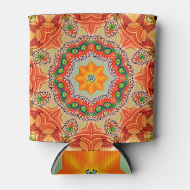 Lebendige Energiefarben: Mandala-Design. Dosenkühler (Vorderseite)