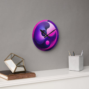 Lebendige Erleuchtung Farbige Yin-Yang-Symbolik Runde Wanduhr