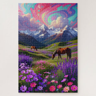 Lebendige Fantasie-Natur - Ölgemälde-Puzzle