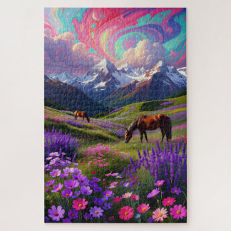 Lebendige Fantasie-Natur - Ölgemälde-Puzzle
