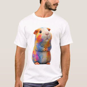 Lebendige Farbe gespritzte Regenbogen-Meerschweinc T-Shirt