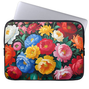 Lebendige Farben, auffallende Blumen, Laptopschutzhülle