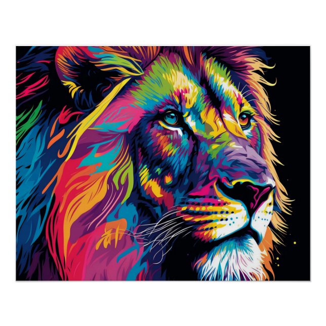 Lebendige Farben der Löwenkunst Poster (Vorderseite)