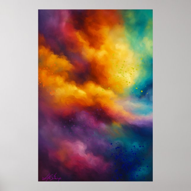 Lebendige farbenfrohe abstrakte Wolkenlandschaft Poster (Vorne)