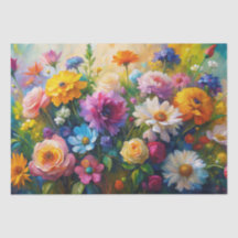 Lebendige farbenfrohe Frühlingsblumen Decoupage