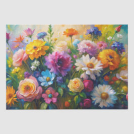 Lebendige farbenfrohe Frühlingsblumen Decoupage Seidenpapier