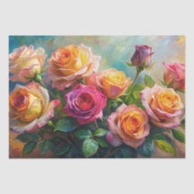 Lebendige farbenfrohe Frühlingsrosen Decoupage