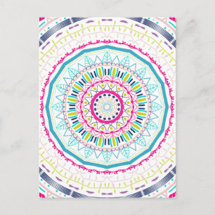 Lebendige farbenfrohe Mandala-Kunst Ankündigungspostkarte