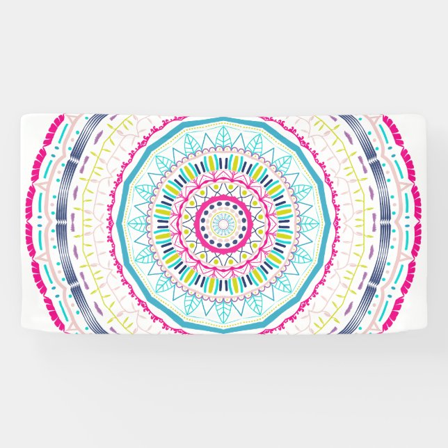Lebendige farbenfrohe Mandala-Kunst Banner (Horizontal)