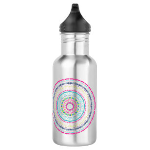 Lebendige farbenfrohe Mandala-Kunst Edelstahlflasche