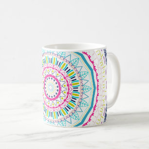 Lebendige farbenfrohe Mandala-Kunst Kaffeetasse