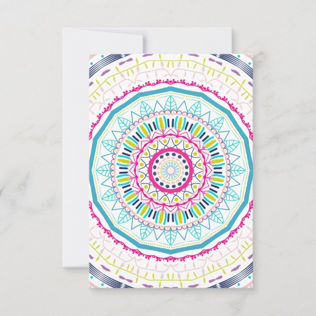 Lebendige farbenfrohe Mandala-Kunst Karte (Vorderseite)