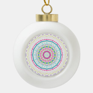Lebendige farbenfrohe Mandala-Kunst Keramik Kugel-Ornament