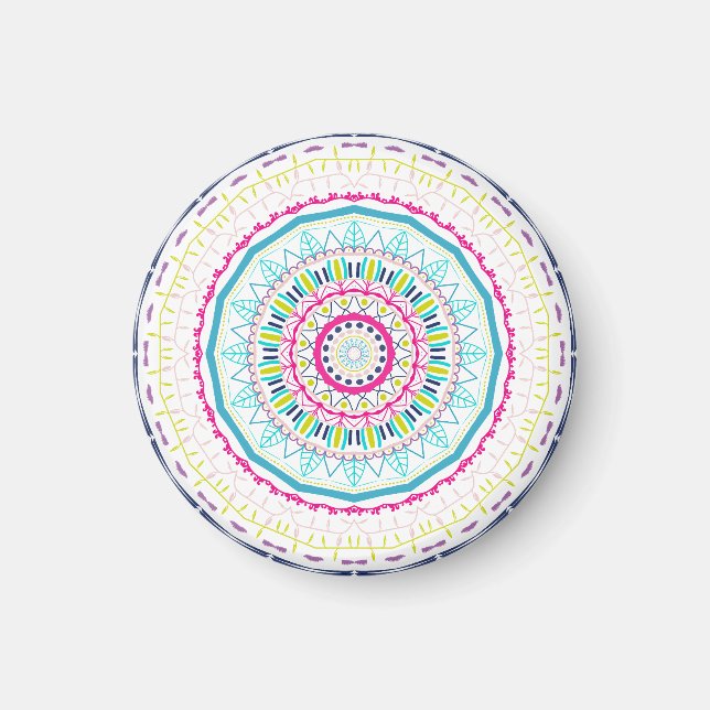Lebendige farbenfrohe Mandala-Kunst Magnet (Vorne)