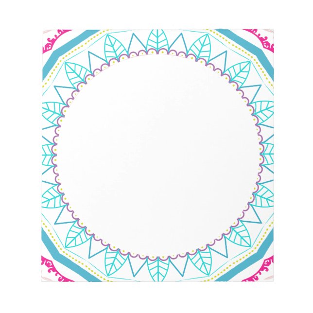 Lebendige farbenfrohe Mandala-Kunst Notizblock (Vorderseite)