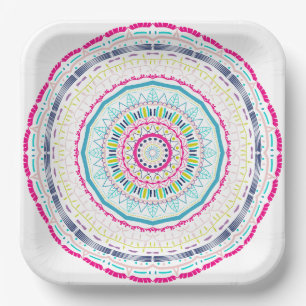 Lebendige farbenfrohe Mandala-Kunst Pappteller