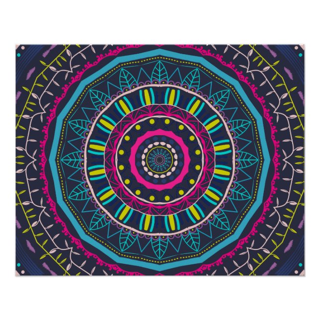 Lebendige farbenfrohe Mandala-Kunst Poster (Vorderseite)
