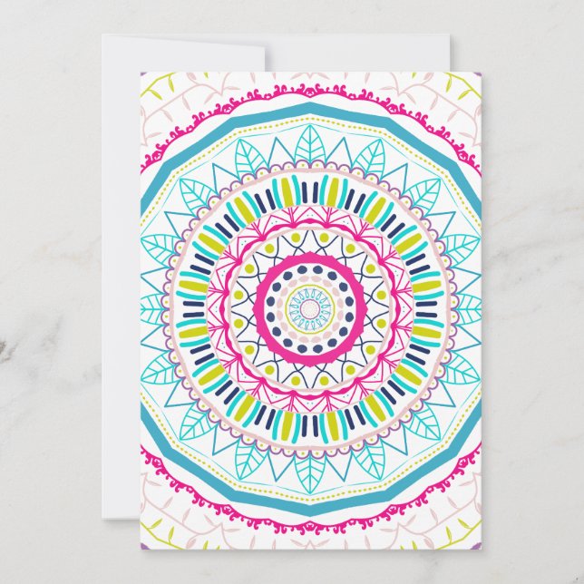 Lebendige farbenfrohe Mandala-Kunst Save The Date (Vorderseite)