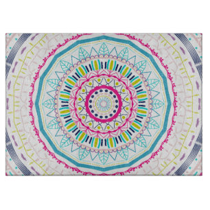 Lebendige farbenfrohe Mandala-Kunst Schneidebrett