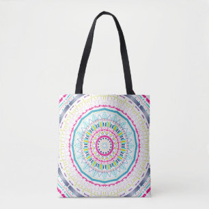 Lebendige farbenfrohe Mandala-Kunst Tasche