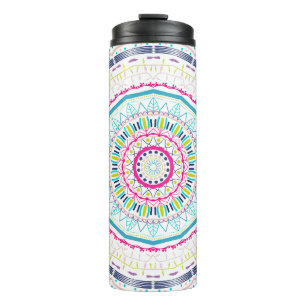 Lebendige farbenfrohe Mandala-Kunst Thermosbecher