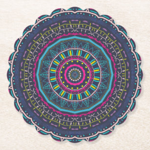 Lebendige farbenfrohe Mandala-Kunst Untersetzer