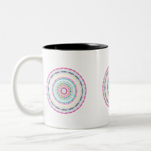 Lebendige farbenfrohe Mandala-Kunst Zweifarbige Tasse