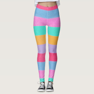 Lebendige farbenfrohe Retro-Streifen Leggings