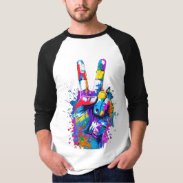 Lebendige farbenprächtige Friedenssignatur Digital T-Shirt