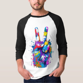 Lebendige farbenprächtige Friedenssignatur Digital T-Shirt