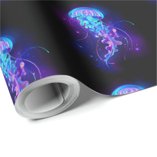 Lebendige Farbglühende Qualle Geschenkpapier