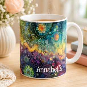 Lebendige Farbige Abstrakte Namens Kunst Fettes Mu Kaffeetasse