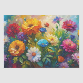 Lebendige Farbige Frühlingsblumen Decoupage Seidenpapier