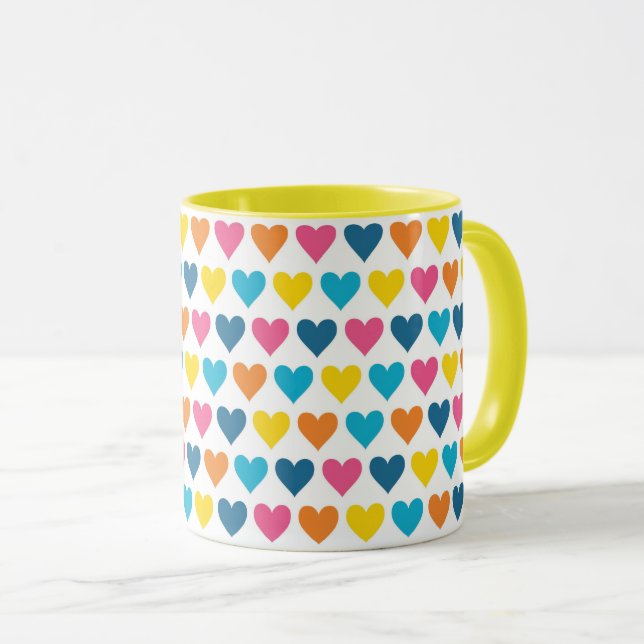 Lebendige Farbige Regenbogen-Herzen Tasse (VorderseiteRechts)