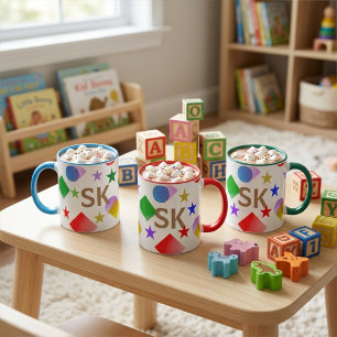 Lebendige Farbige Sterne Kreise Quadrate Personali Tasse