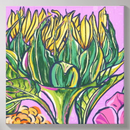 Lebendige Fette Farbige Sonnenblume Leinwand Fotofliese